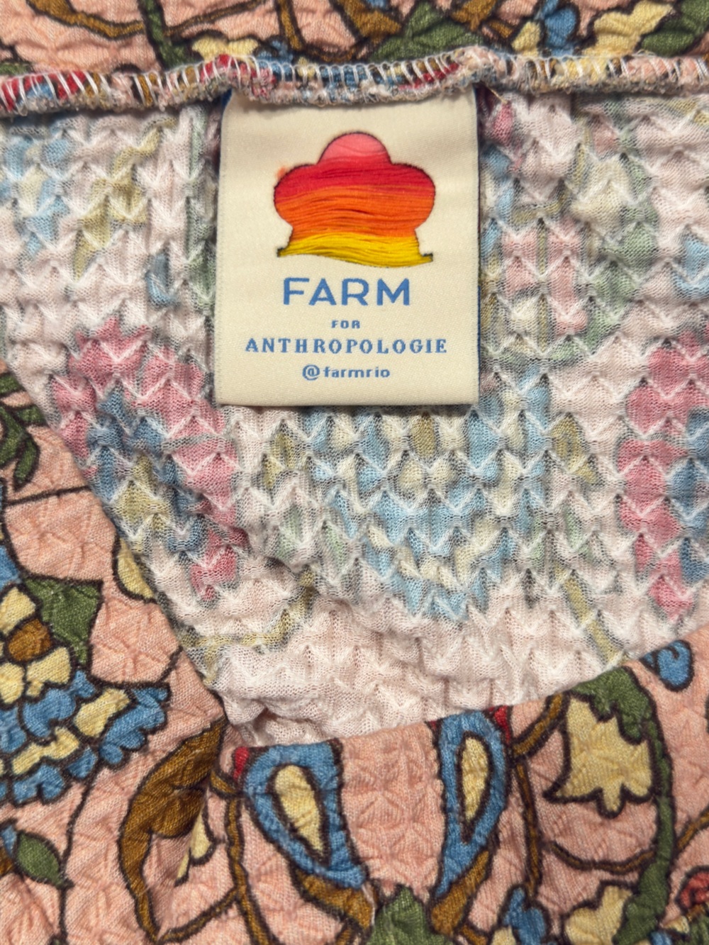Anthropologie Peach Maxi Skirt with Blue & Red Peacock Print - Picture 10 of 14